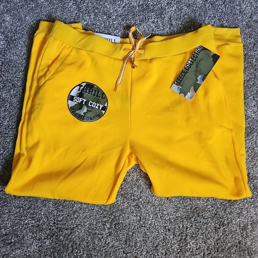 NWT Thrill Soft & Cozy Fleece Collection Womens 2X Yellow Jogger Sweatpants